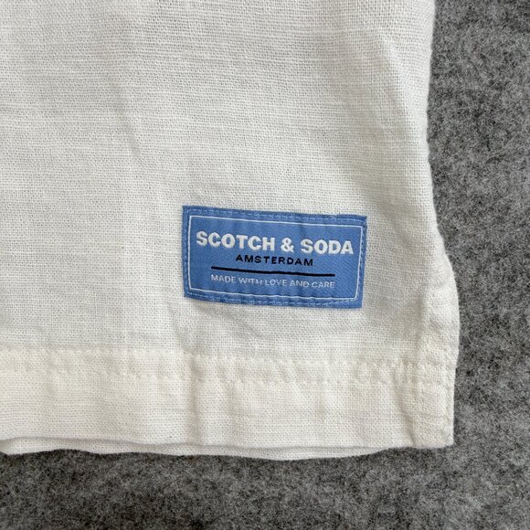 Scotch & Soda Men's Linen Blend Short Sleeve Woven Shirt Medium White, NEW - Picture 7 of 12